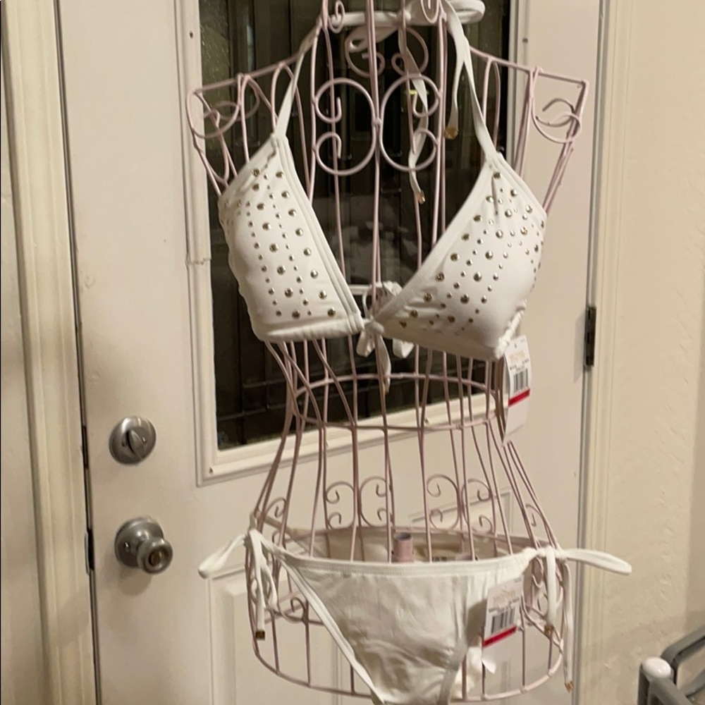 Micheal Kors white glam deco Triangle Bikini XS it’s MK new Bikini